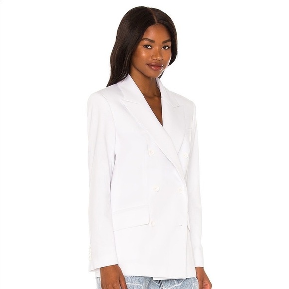 REVOLVE L'Academie Coco Double Breasted Blazer in White - Picture 3 of 5